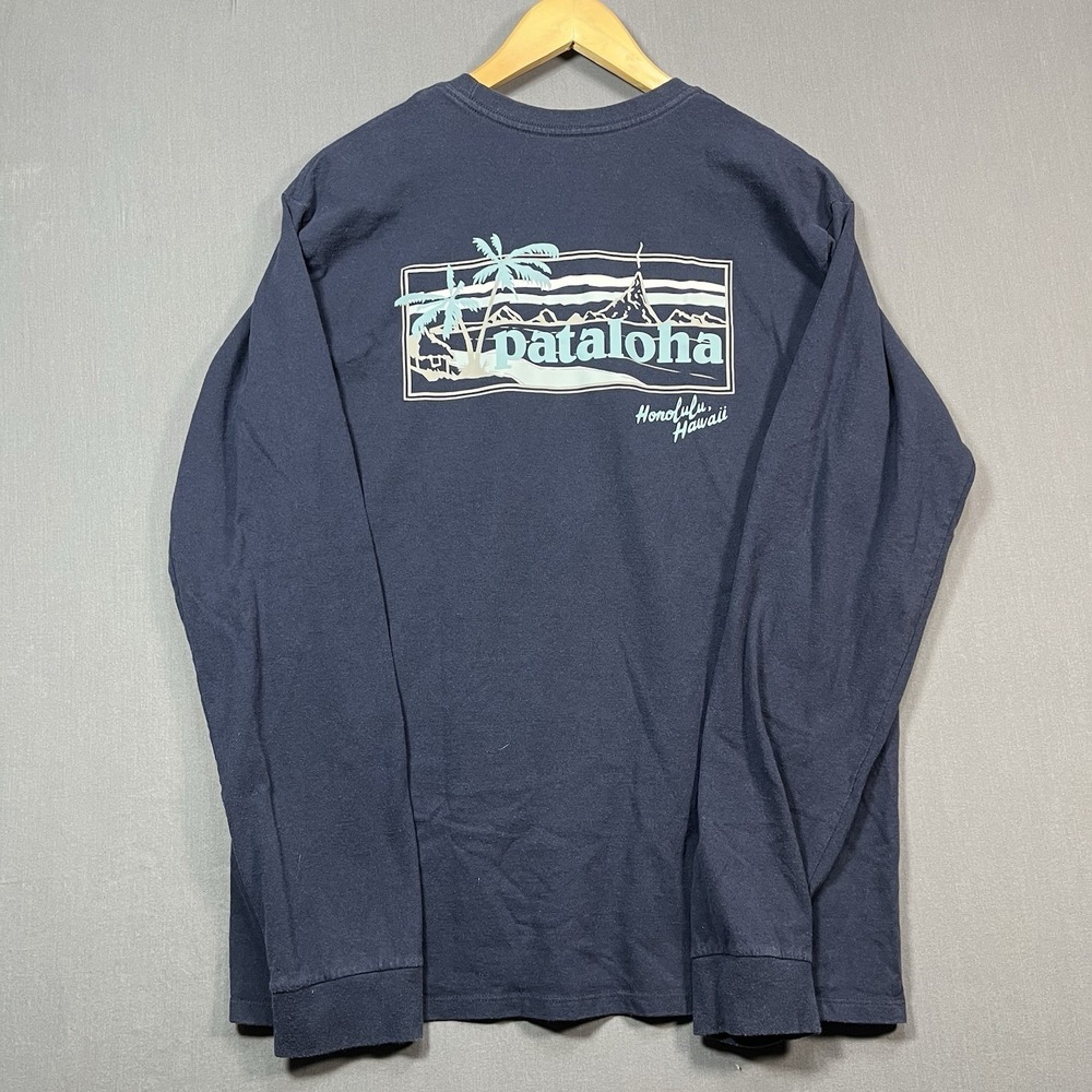 Patagonia Pataloha Long Sleeve Tee Shirt Haleiwa Hawaii Blue Size Medium - Picture 7 of 7